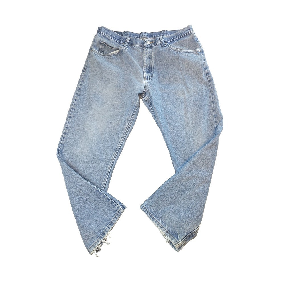 Wrangler Mens 9760WDR Light Wash Straight Leg Cotton Denim Jeans Blue 36x29
